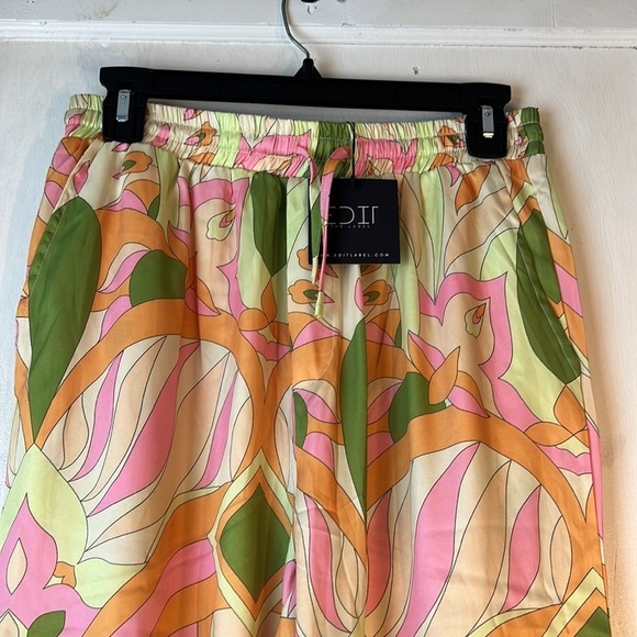 NWT EDIT THE LABEL WIDE LEG RETRO GROOVY PULL ON PANT SZ L SIDE BACK POCKETS - Picture 4 of 14